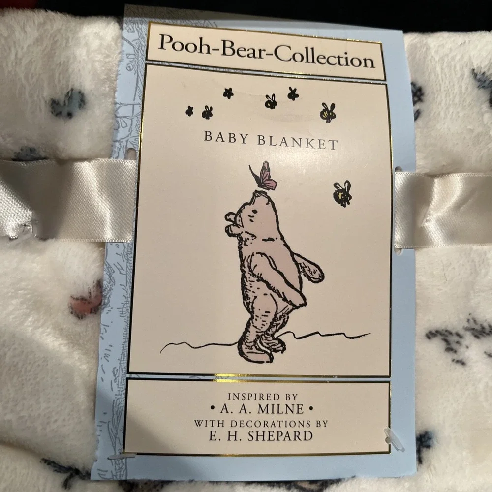 NEW! IVORY Soft Fleece CLASSIC POOH &‎ Piglet FRIENDS Plush Baby BLANKET 30x40
